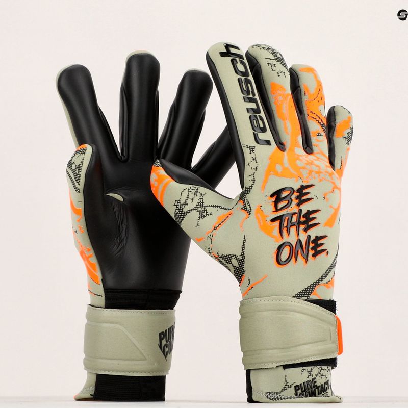 Guanti da portiere Reusch Pure Contact Gold verde squalo/arancio shocking 10