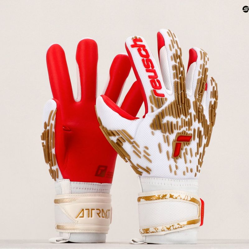 Guanti da portiere Reusch Attrakt Freegel Argento bianco/oro/rosso fuoco 10