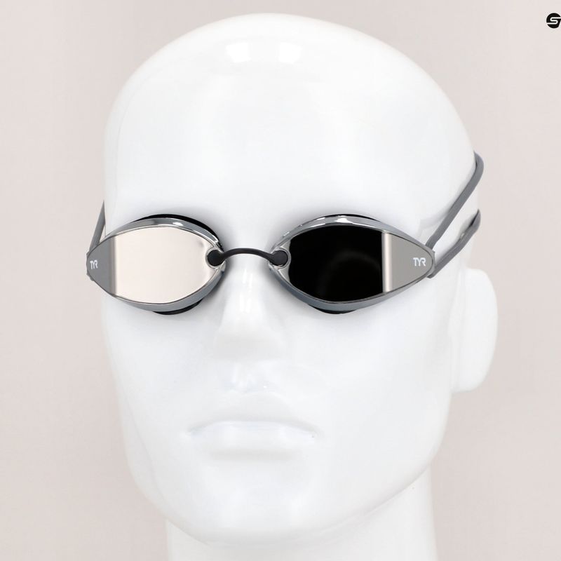 Occhiali da nuoto TYR Tracer-X Racing Mirrored argento/nero 9