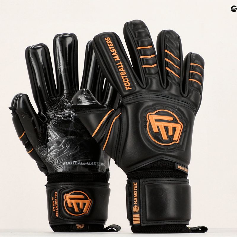 Guanti da portiere per bambini Football Masters Full Contact NC v4.0 nero/oro 6