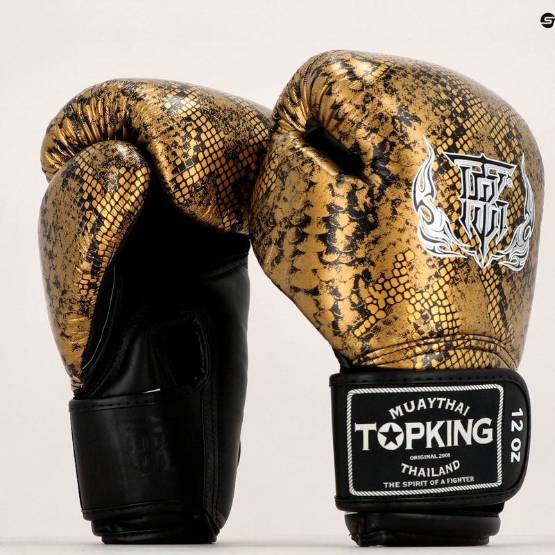 Guantoni da boxe Top King Muay Thai Super Star Air Snake nero/oro 6
