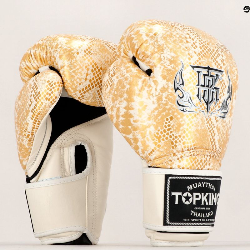 Guantoni da boxe Top King Muay Thai Super Star Air Snake bianco/oro 6