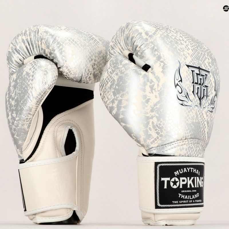 Guantoni da boxe Top King Muay Thai Super Star Air Snake bianco/argento 7