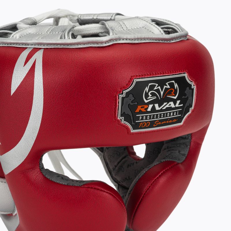 Casco da boxe Rival RHG100 Professional Headgear rosso/argento 4