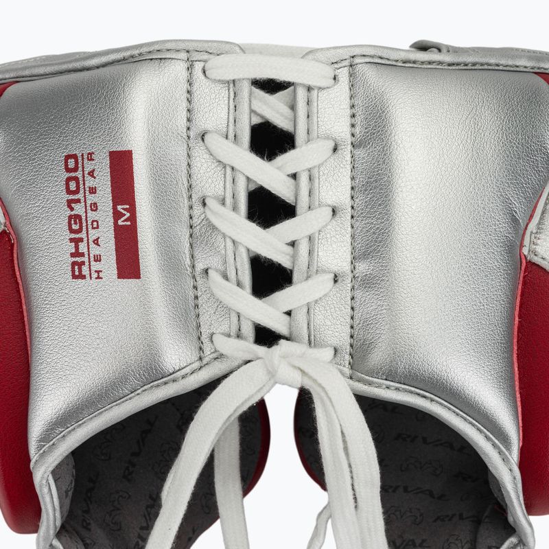Casco da boxe Rival RHG100 Professional Headgear rosso/argento 5