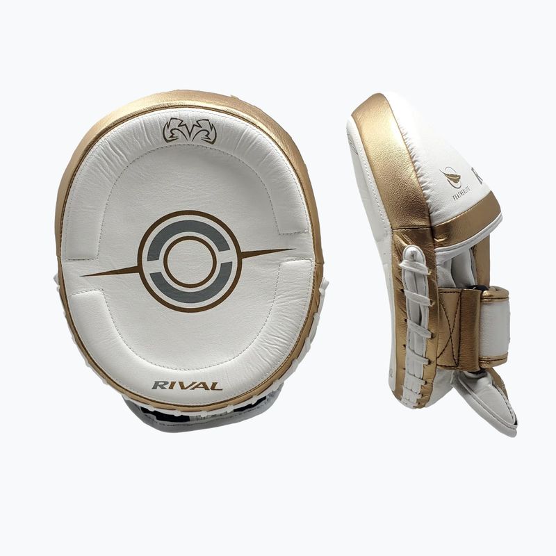 Guanti da boxe professionali Rival bianco/oro per allenatori 2