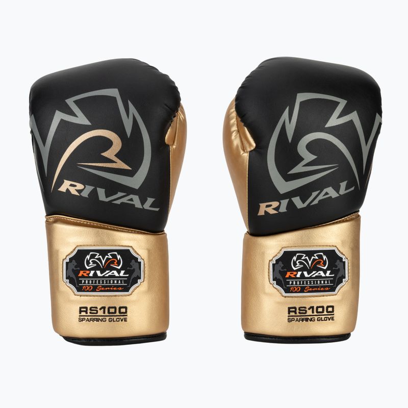 Guantoni da boxe Rival RS100 Professional nero/oro 2