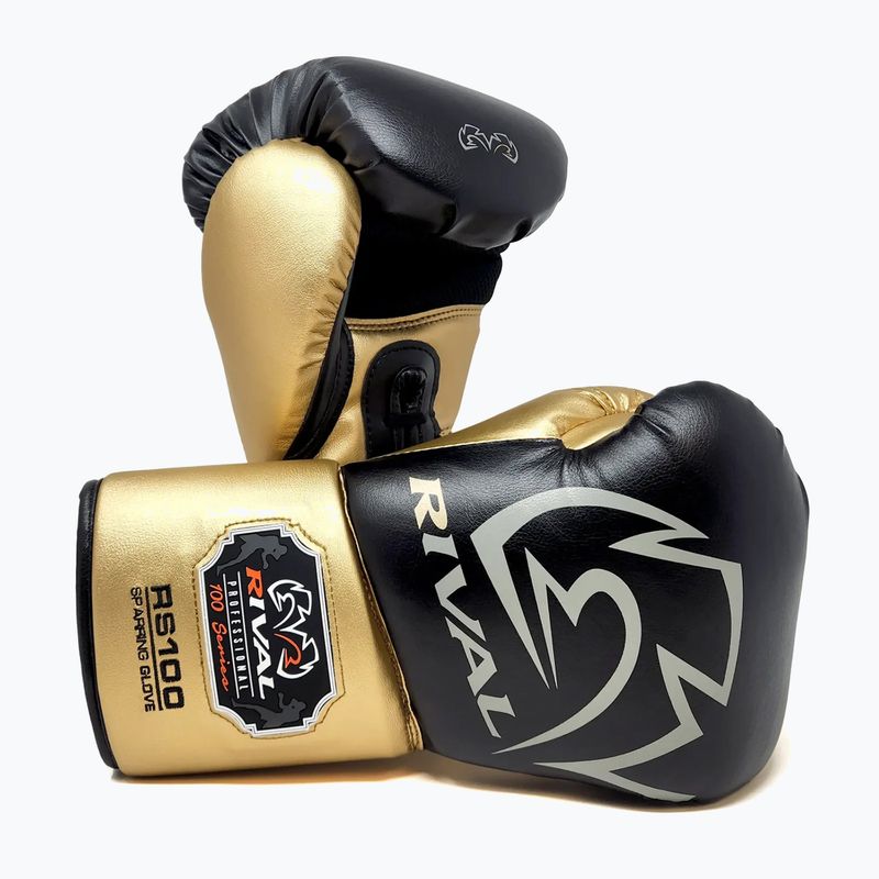 Guantoni da boxe Rival RS100 Professional nero/oro 3
