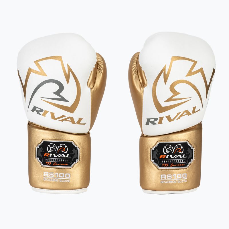 Guantoni da boxe Rival RS100 Professional bianco/oro 2