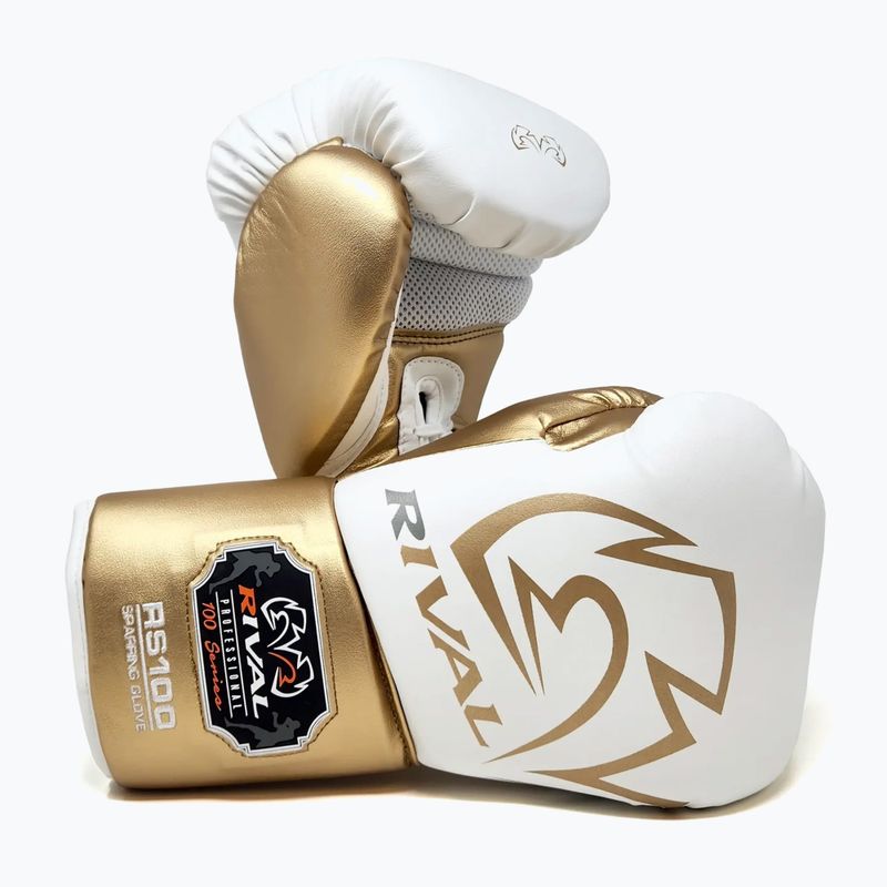 Guantoni da boxe Rival RS100 Professional bianco/oro 3