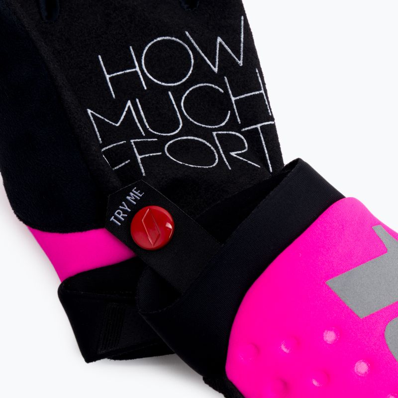 Guanti da ciclismo da donna 100% Brisker rosa neon/nero 4