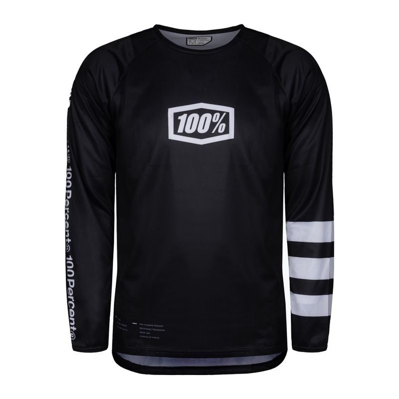 Maglia ciclismo uomo manica lunga 100% R-Core nero bianco