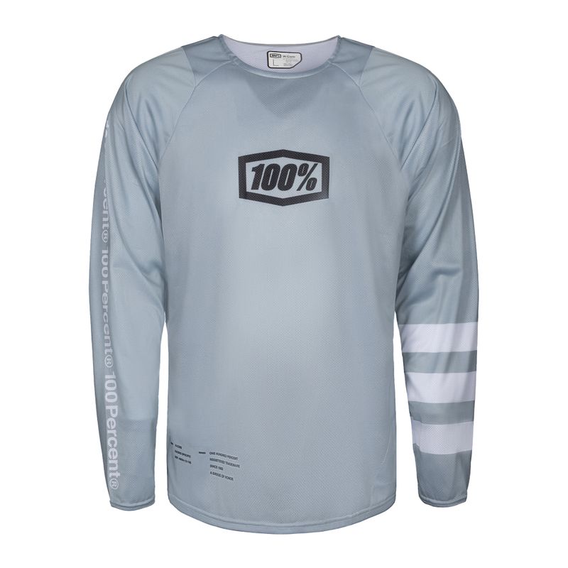 Maglia ciclismo uomo manica lunga 100% R-Core vapor/bianco