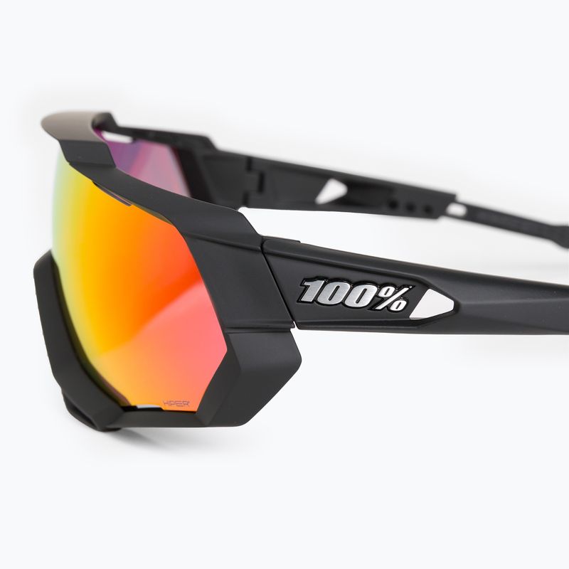 100% Speedtrap Multilayer Mirror Lens soft tact black/hiper red occhiali da sole 4