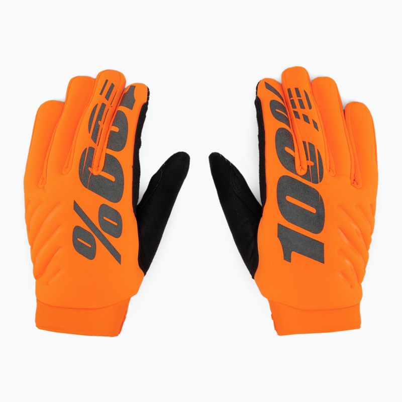 Guanti da ciclismo da uomo 100% Brisker arancio fluo/nero 3