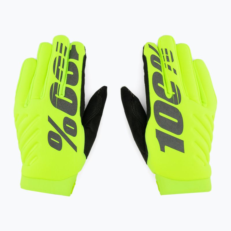 Guanti da ciclismo da uomo 100% Brisker giallo fluo/nero 3