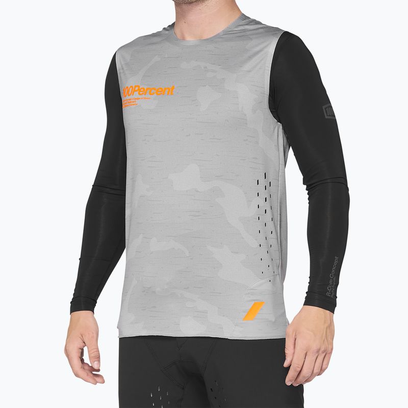 Canotta ciclismo uomo 100% R-Core Concept senza maniche grigio camo 2