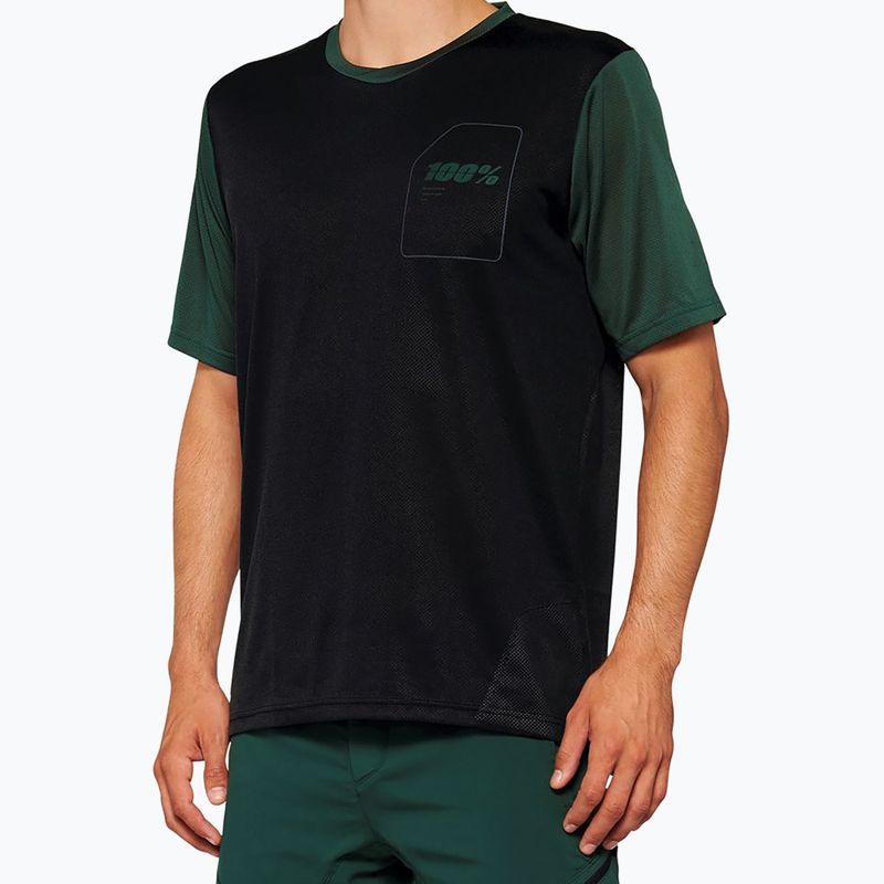 Maglia ciclismo uomo 100% Ridecamp nero/verde bosco