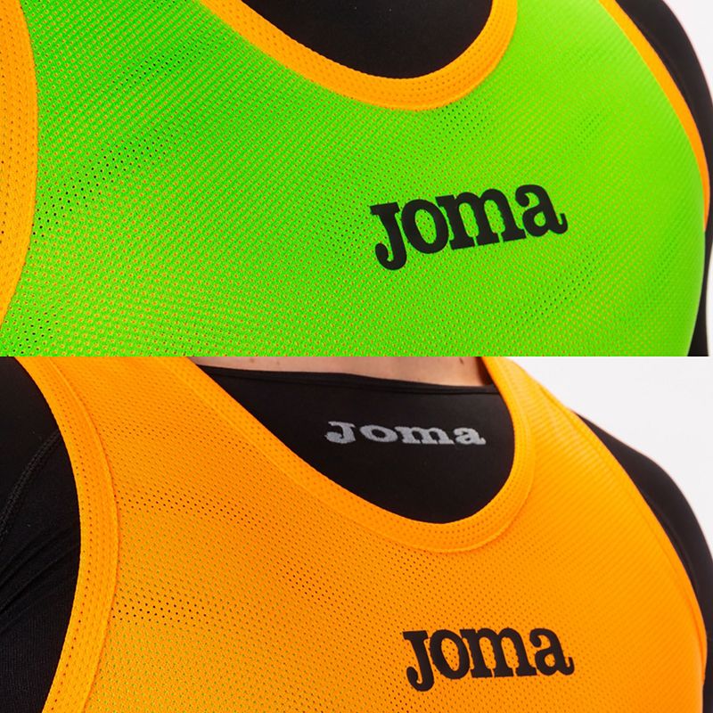 Pettorina da allenamento reversibile Joma arancione fluoro/verde fluoro marcatore di calcio 5
