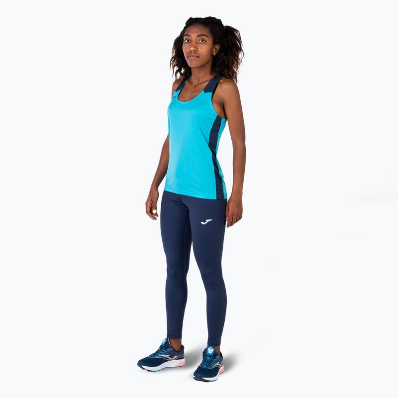 Maglia da corsa Joma Record II Tank Top fluor turchese/navy da donna 3