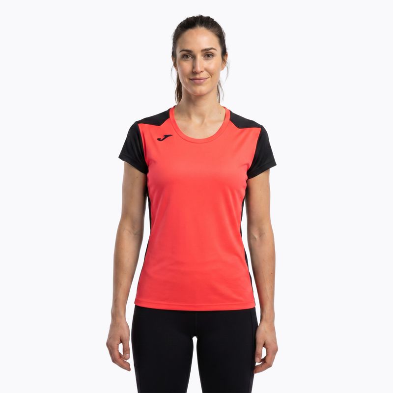 Maglia da corsa Joma Record II fluor coral/nero da donna 16