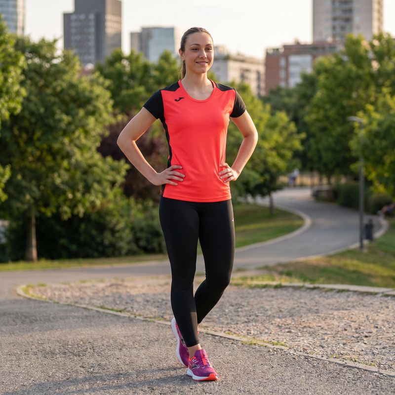 Maglia da corsa Joma Record II fluor coral/nero da donna 11