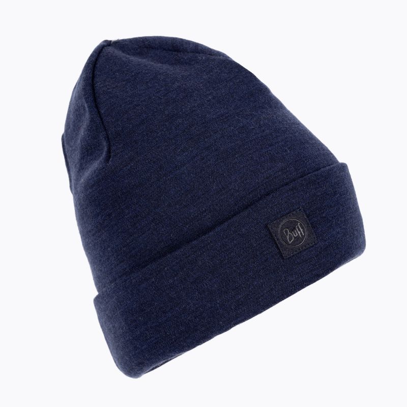 Berretto invernale BUFF in lana merino pesante in denim tinta unita