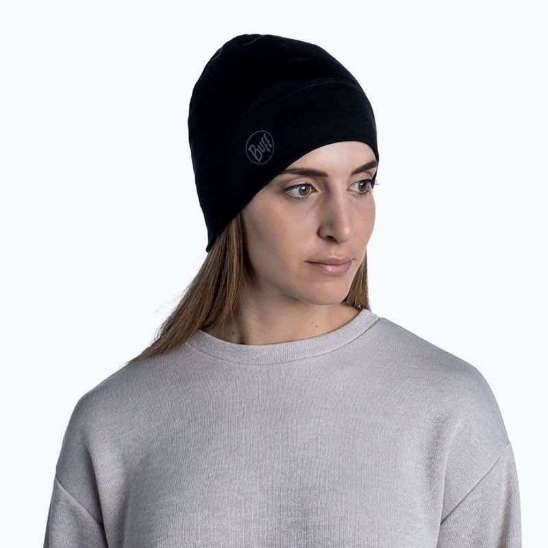 BUFF Berretto invernale leggero in lana merino tinta unita nero 5