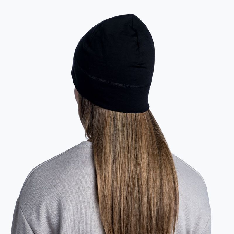 BUFF Berretto invernale leggero in lana merino tinta unita nero 7