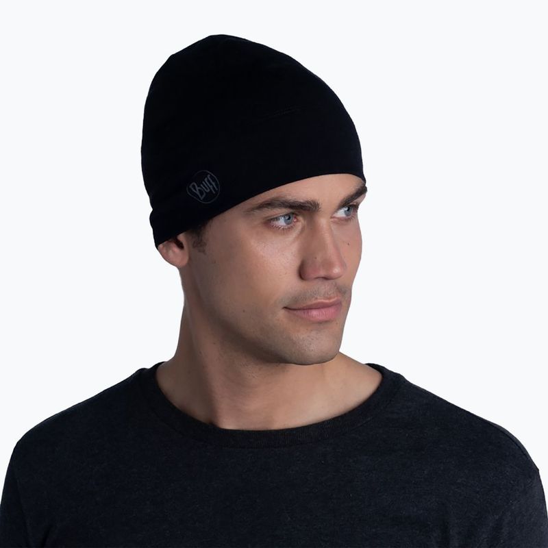 BUFF Berretto invernale Midweight in lana merino tinta unita nero 2