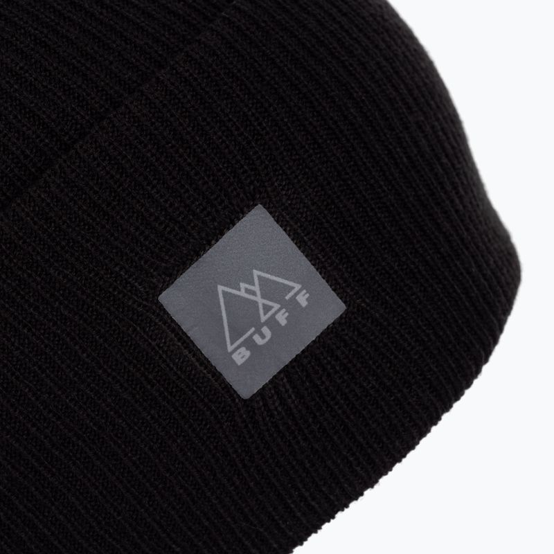BUFF Berretto invernale a maglia incrociata tinta unita nero 3