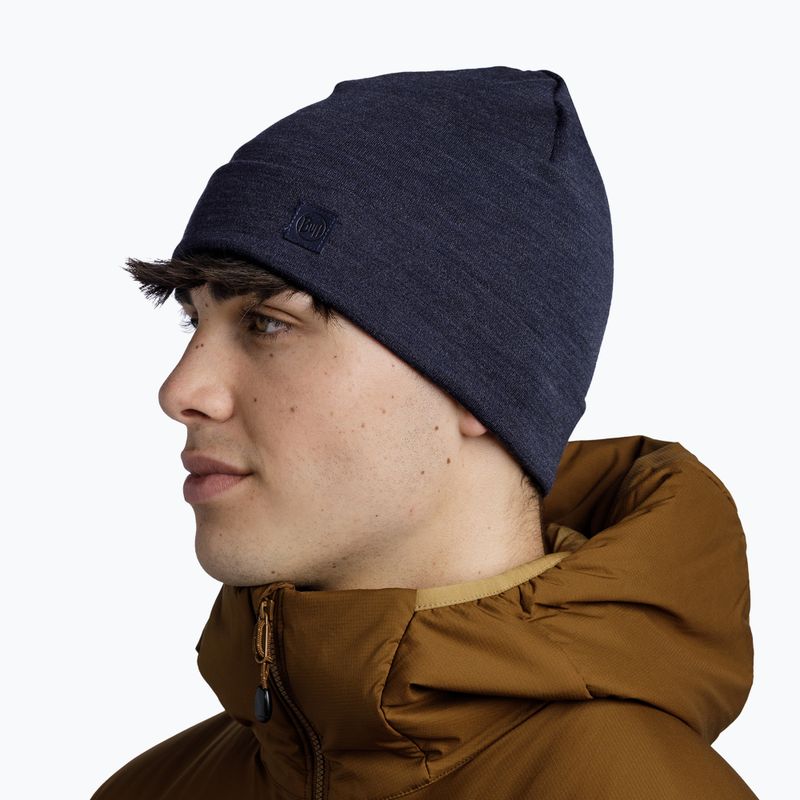 Berretto invernale BUFF Heavyweight Merino Wool solid indigo 4