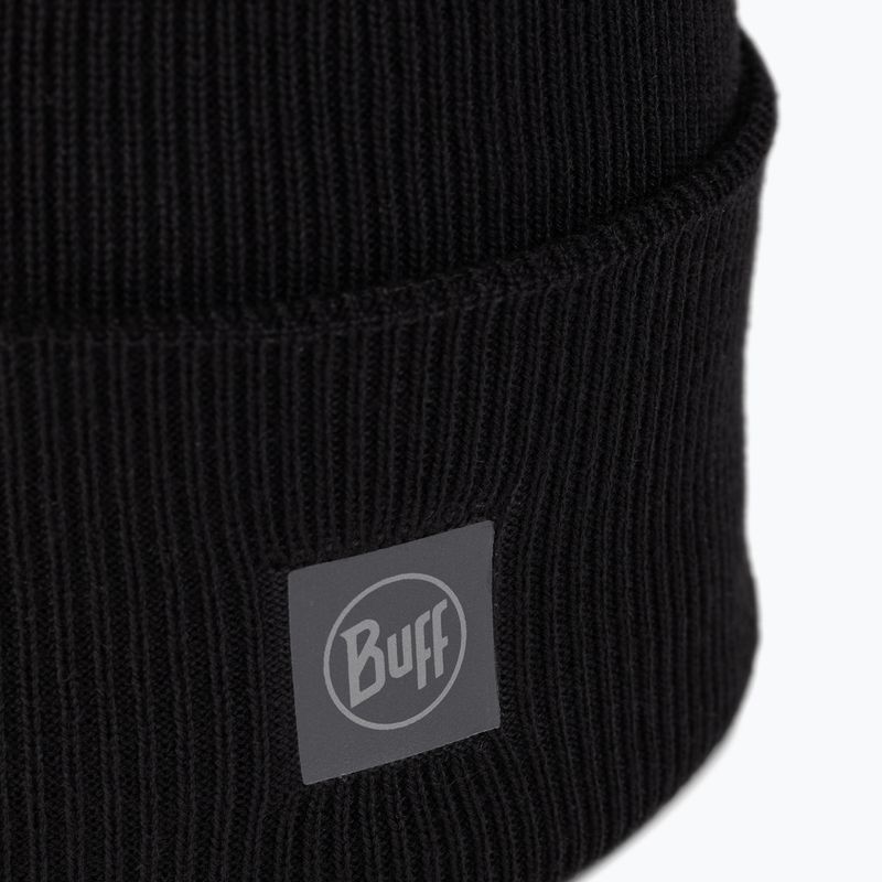 BUFF Berretto invernale a maglia incrociata tinta unita nero 2