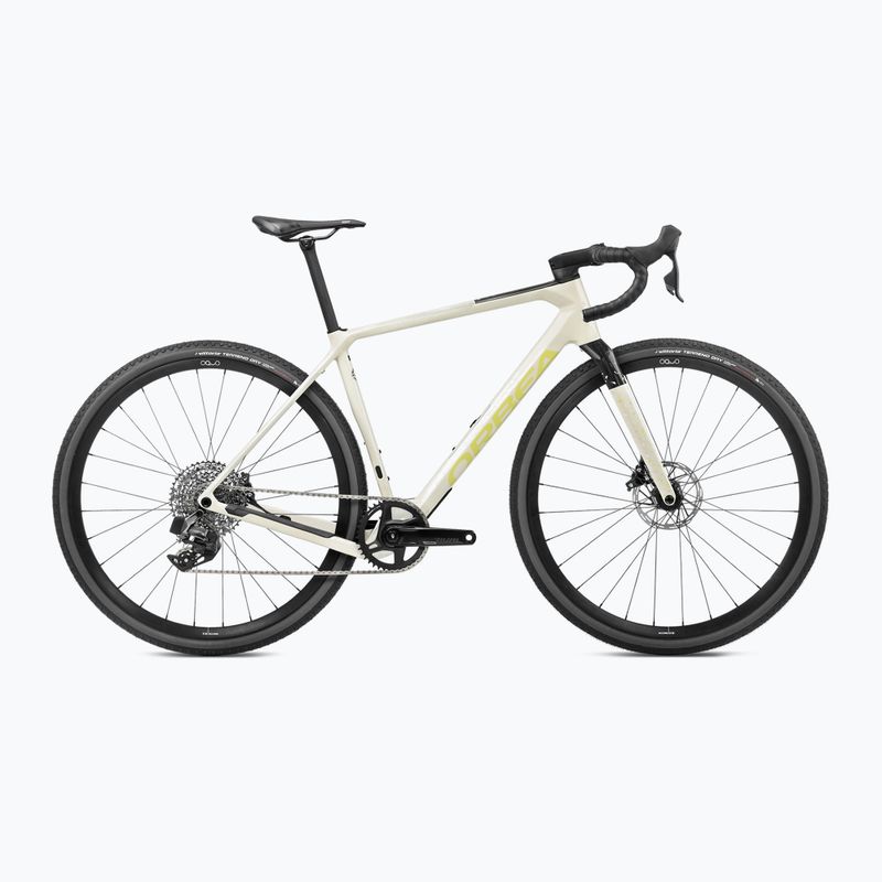 Bicicletta da ghiaia Orbea Terra M31e Team 1X 2024 bianco avorio/limone piccante
