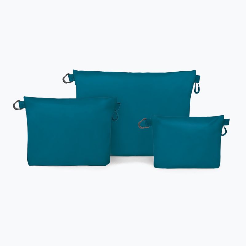 Osprey Ultralight Zipper Sack Set di 3 organizer blu fronte acqua 2