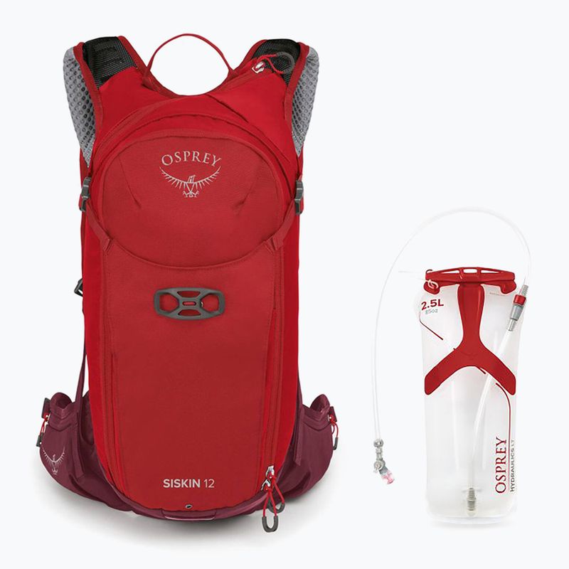 Osprey Siskin 12 l zaino da ciclismo da uomo con serbatoio da 2,5 l rosso definitivo