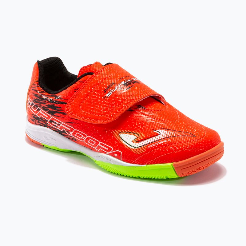 Scarpe da calcio Joma Super Copa IN corallo/verde fluor per bambini 15