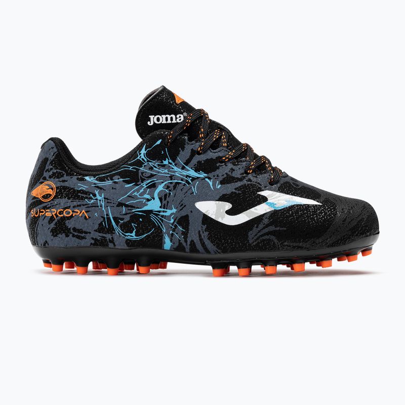 Scarpe da calcio per bambini Joma Super Copa Jr AG nero/turchese 2