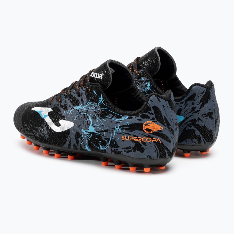 Scarpe da calcio per bambini Joma Super Copa Jr AG nero/turchese 3