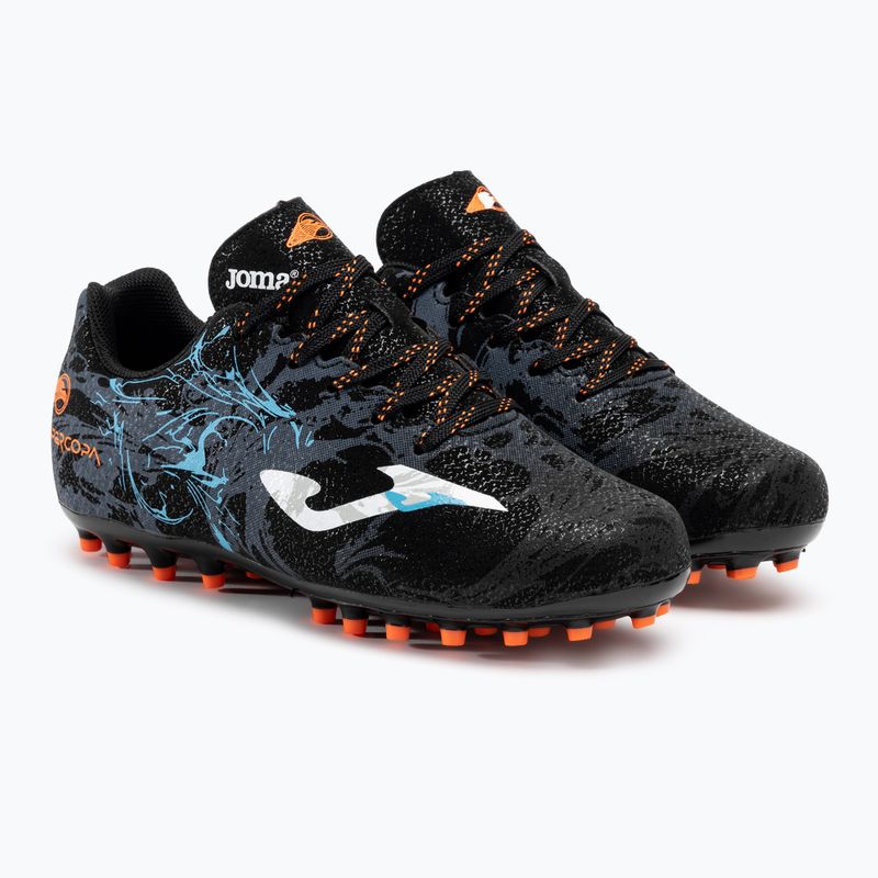 Scarpe da calcio per bambini Joma Super Copa Jr AG nero/turchese 4