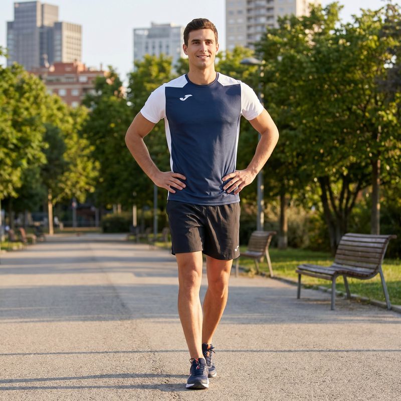 Maglia da corsa Joma Record II da uomo bianco/marino 5