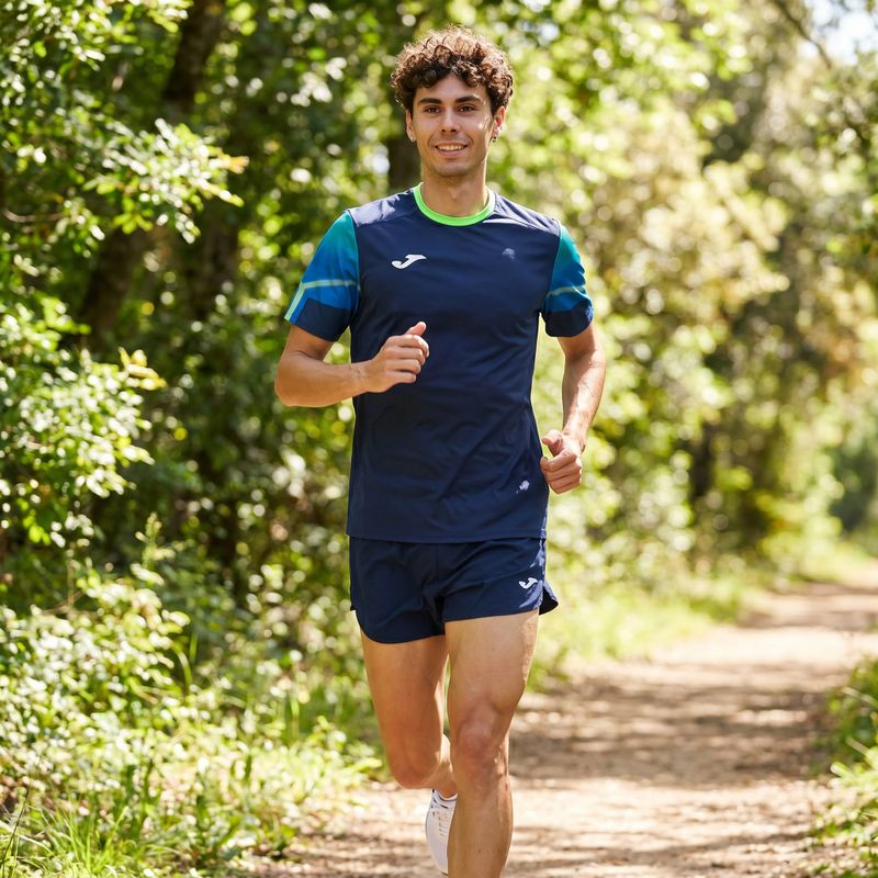Maglia da corsa Joma Elite XI da uomo, blu/fluor verde 11