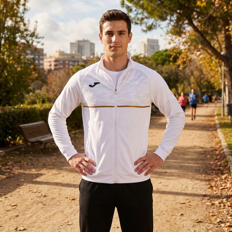 Felpa da running Joma Record III Full Zip da uomo, bianco 6