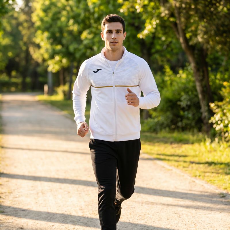 Felpa da running Joma Record III Full Zip da uomo, bianco 8