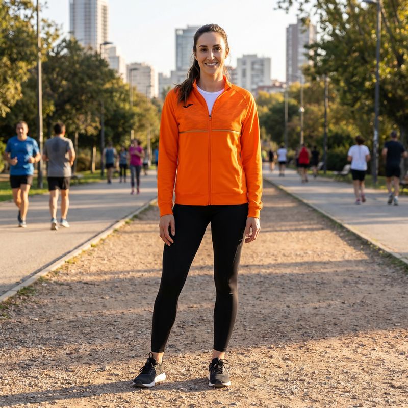 Felpa da running Joma Record III Full Zip da donna, arancione 5