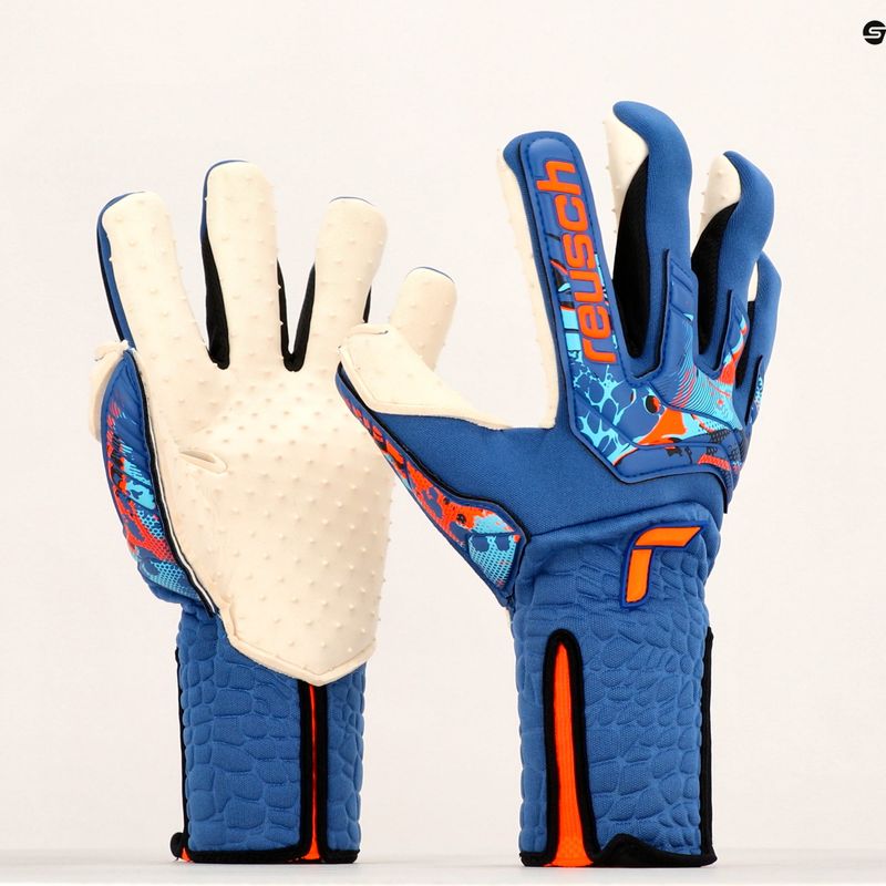 Reusch Attrakt Speedbump Guanto da portiere AdaptiveFlex senza spalline blu vero/arancio shocking 10