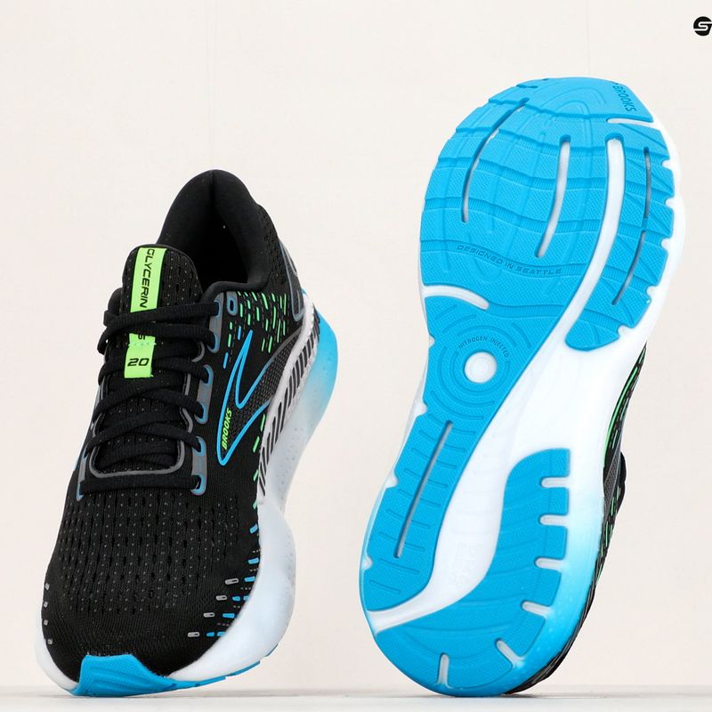 Brooks Glycerin GTS 20 uomini scarpe da corsa nero / oceano hawaiano / verde 22