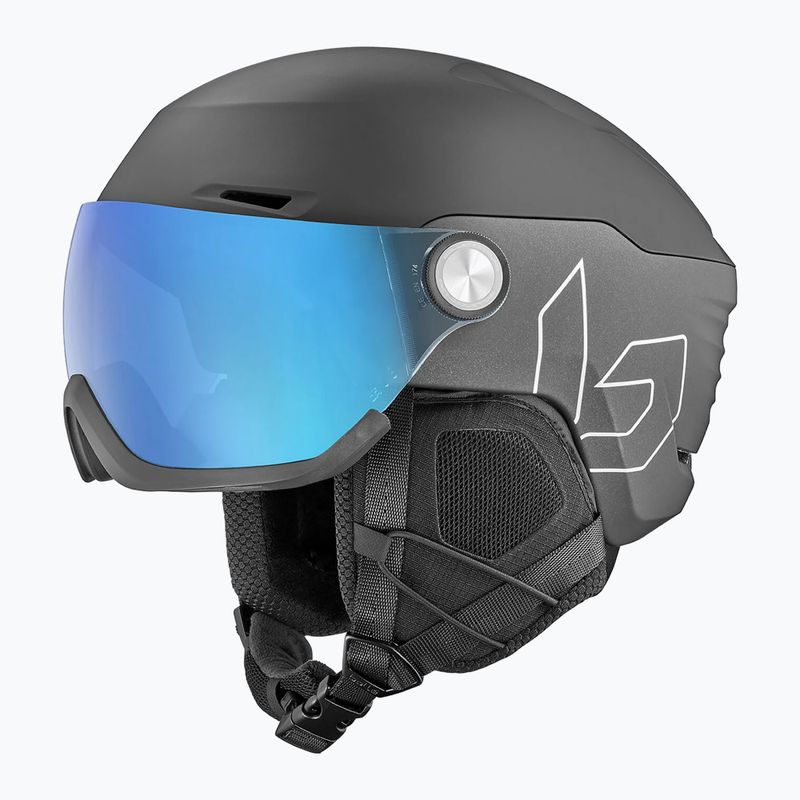 Casco da sci Bollé V-Ryft Nero puro carbone opaco/blu fotocromatico