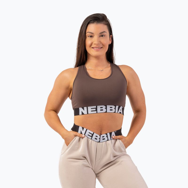 Reggiseno fitness NEBBIA Medium Impact Cross marrone