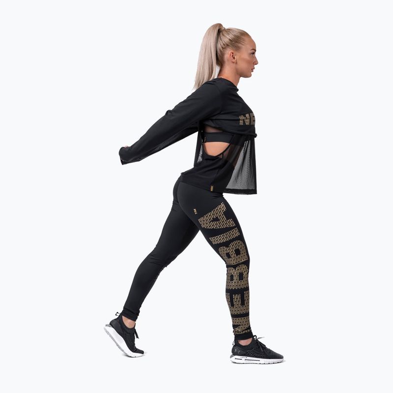 Leggings da allenamento da donna NEBBIA Gold Print nero